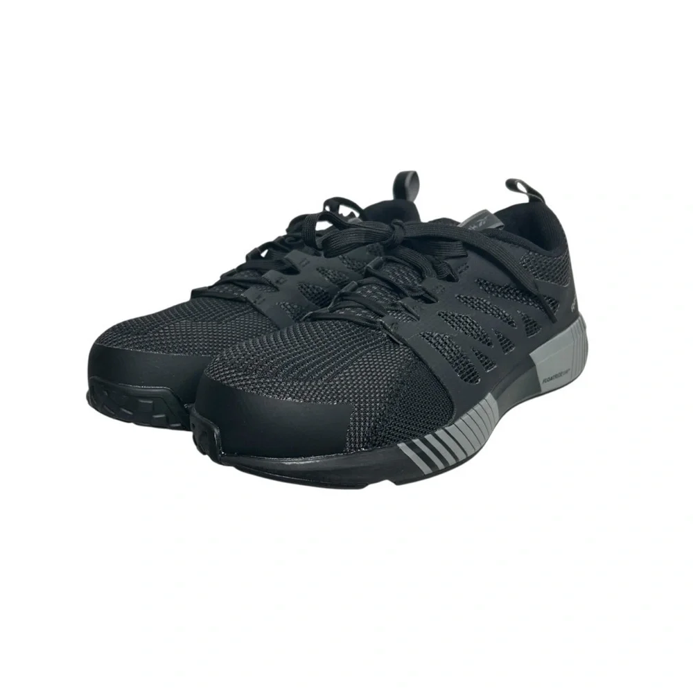 Reebok Work Fusion Black Gray Flexweave Men's Composite Toe Shoes Size 7.5W